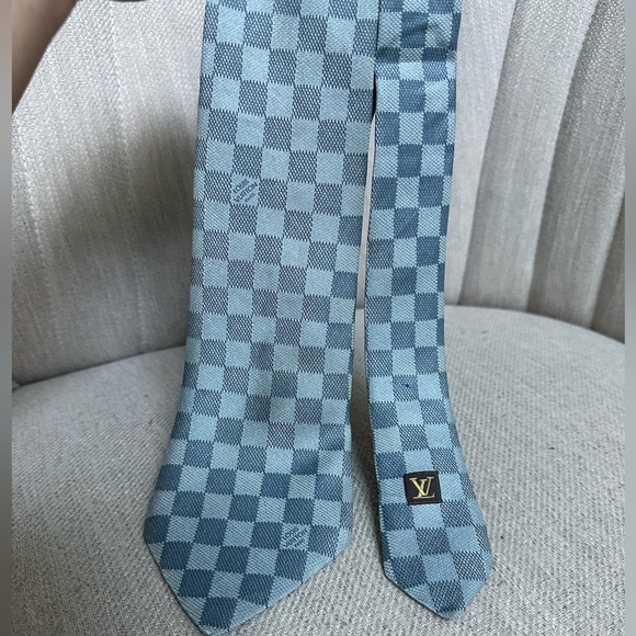 💯 LOUIS VUITTON Damier Blue Gingham Men’s Neck Tie. - Picture 1 of 8